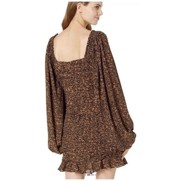 Ted Baker Wyatte Ruched Bodycon Balloon Sleeve Animal Print Dress Size 3 8/10 - Picture 2 of 7